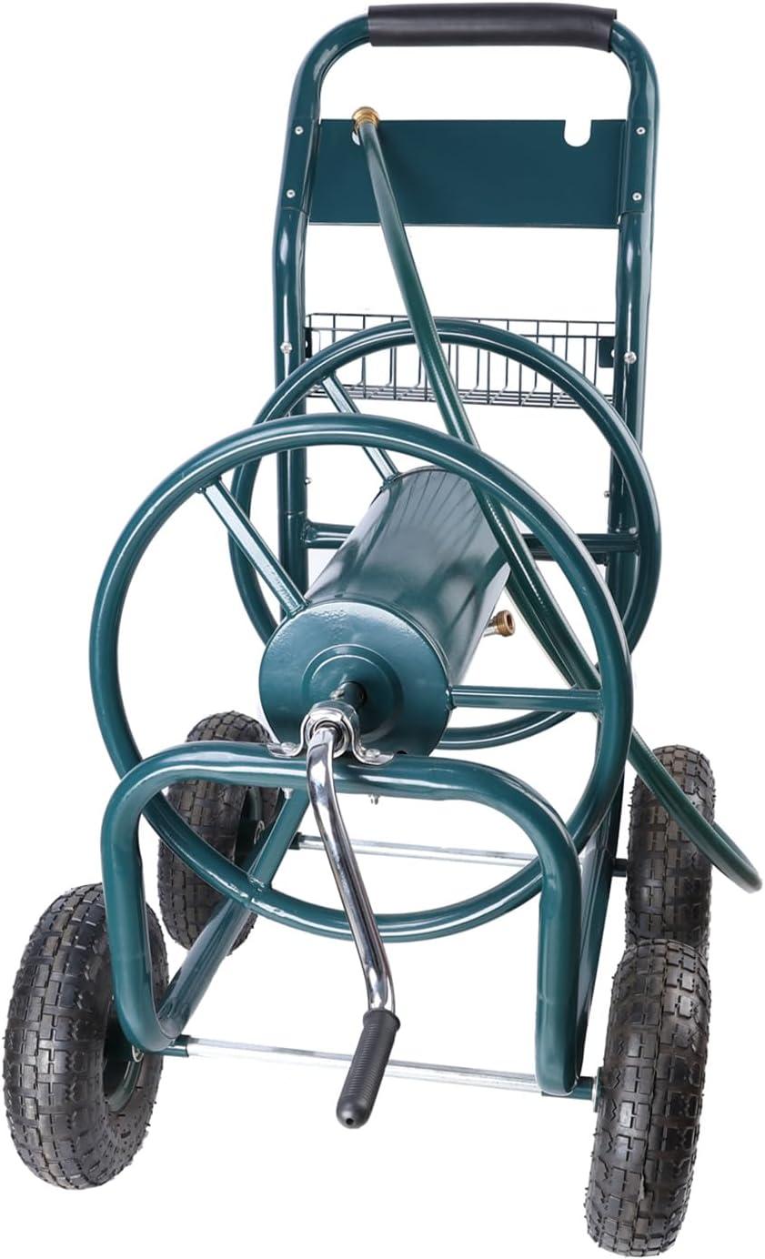 BAYUELSWU Hose Reel Cart, Garden Water Hose Reel Cart Hose Carts Mobile Tools with 4 Wheels for Garden, Yard, Lawn (Green)