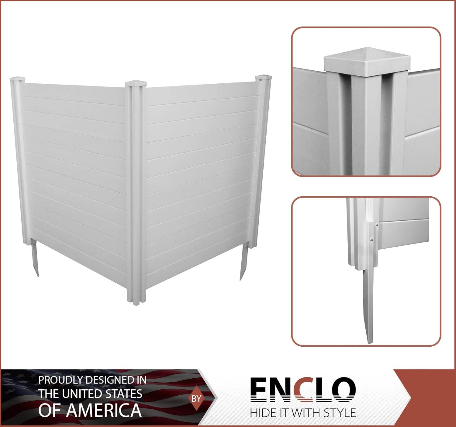 4ft H x 4ft W (2 Panels) No Dig Enclo Premium White Vinyl Privacy Screen, Outdoor Privacy Panels, Use As Air Conditioner Fence, Trash Can Enclosure, Pool Equipment Enclosure, ZP19014