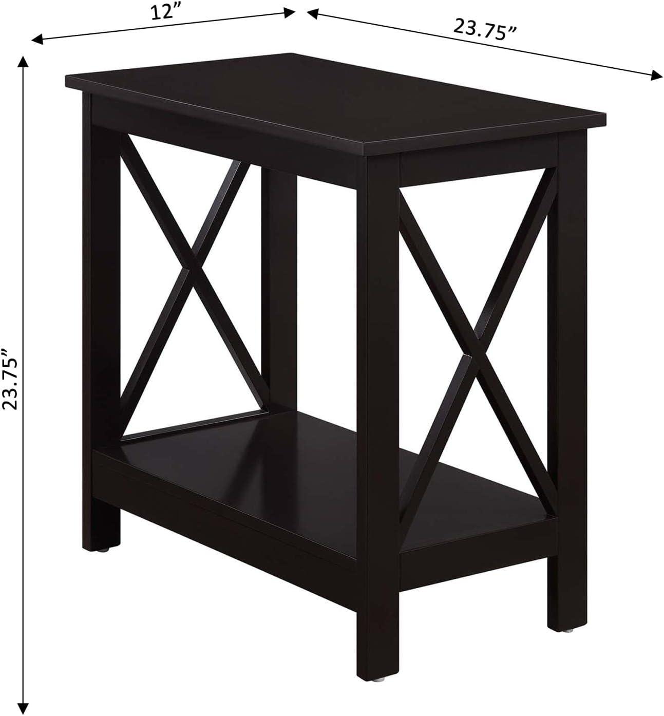 Espresso Slim Chairside End Table with Open Shelving