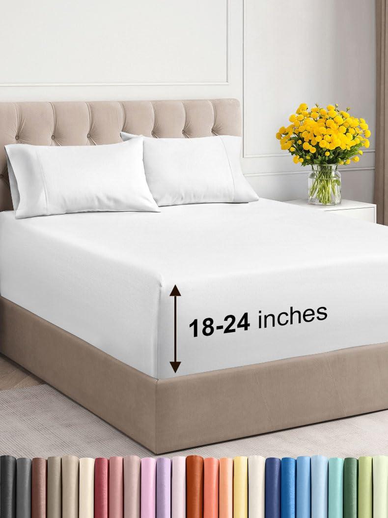4 Piece Ultra Soft & Cooling Deep Pocket Sheet Set Brushed Hotel Luxury Bed Sheets