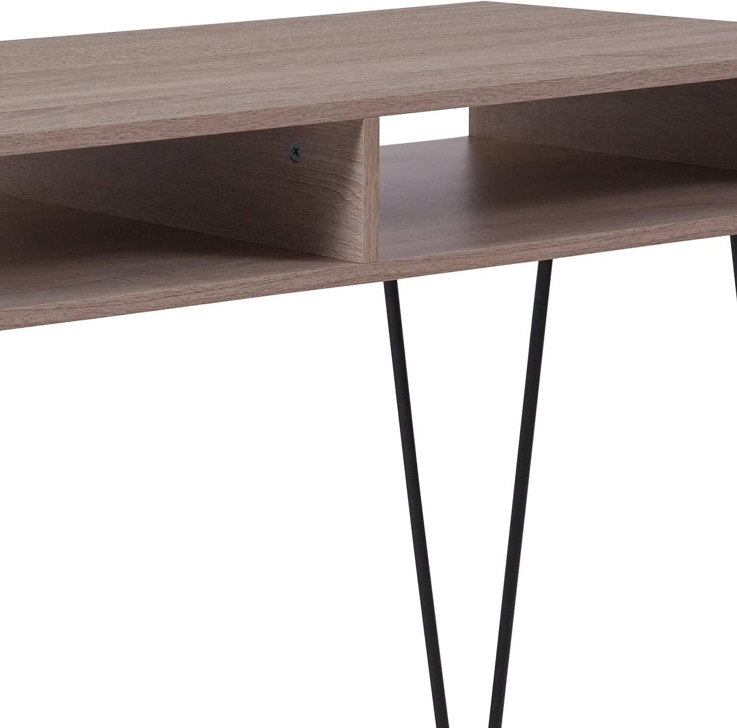 Franklin Mid-Century Modern Oak Finish Desk with Black Metal Legs