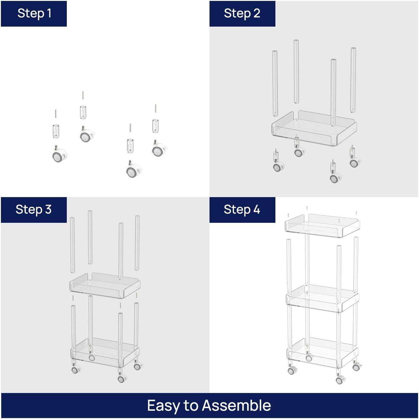 Everly Quinn 3-Tier Mini Rolling Serving Cart w/ 4 Lockable Wheels