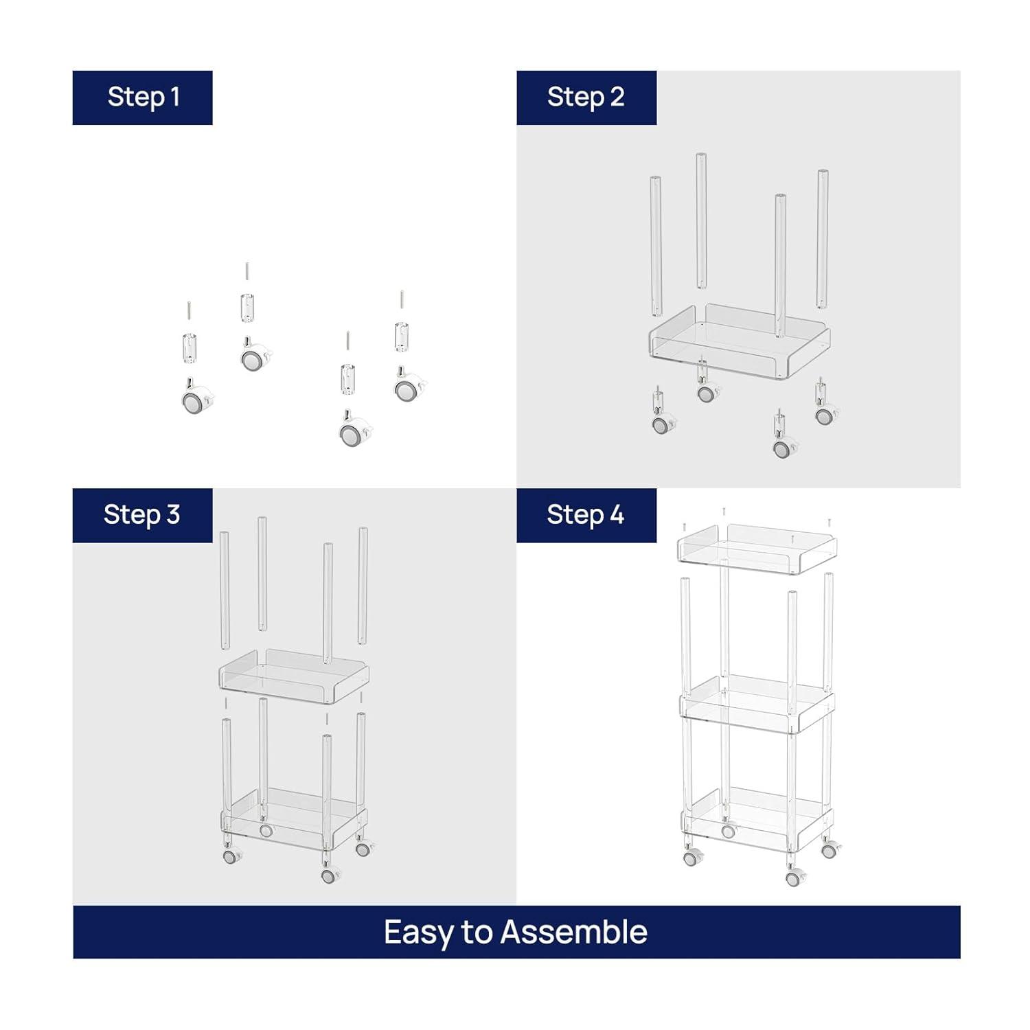 Everly Quinn 3-Tier Mini Rolling Serving Cart w/ 4 Lockable Wheels