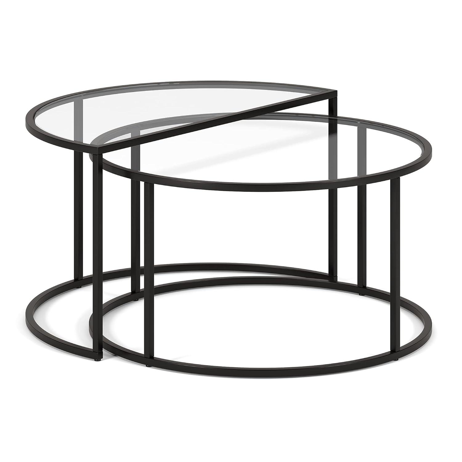 Evelyn&Zoe Luna Round & Demilune Nested Coffee Table, Blackened Bronze