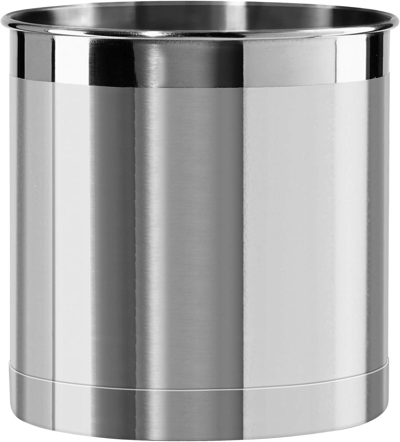 Oggi Stainless Steel Jumbo Utensil Holder - 7" Utensil Caddy, Weighted Base for Stability - Extra Large Utensil Crock and Countertop Utensil Organizer, Stainless Steel