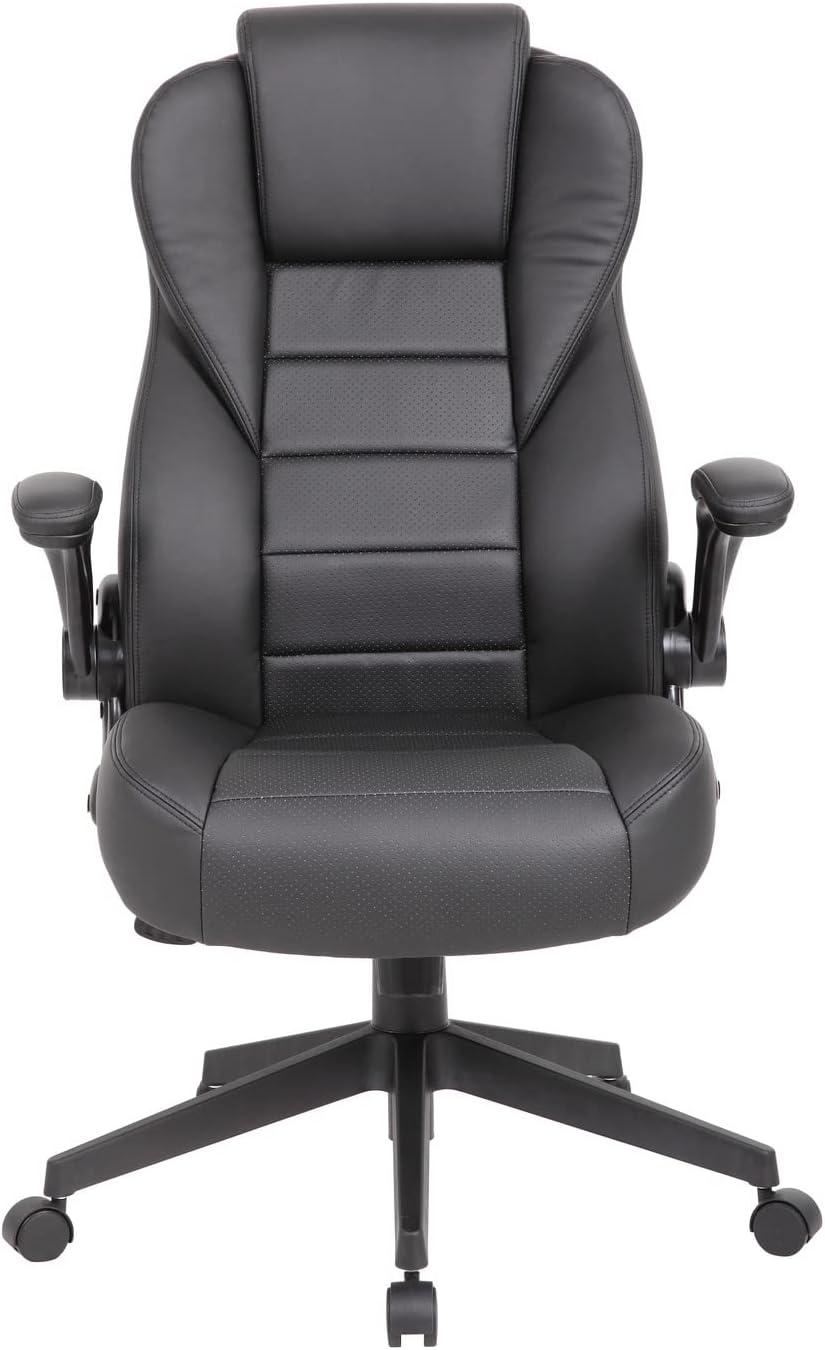 Executive High Back Leatherplus Flip Armchair Black - Boss Office Products