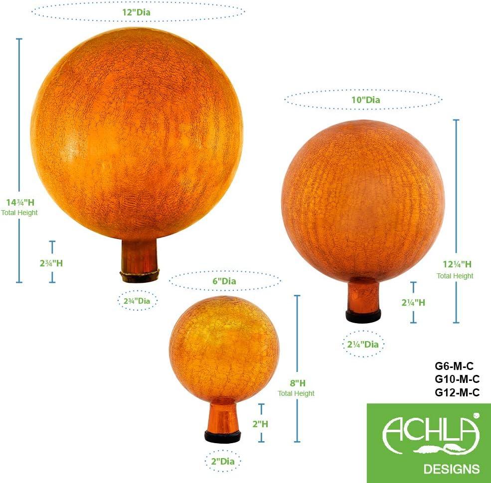 Achla G10-M-C 10 in. Gazing Globe in Mandarin with Crackle