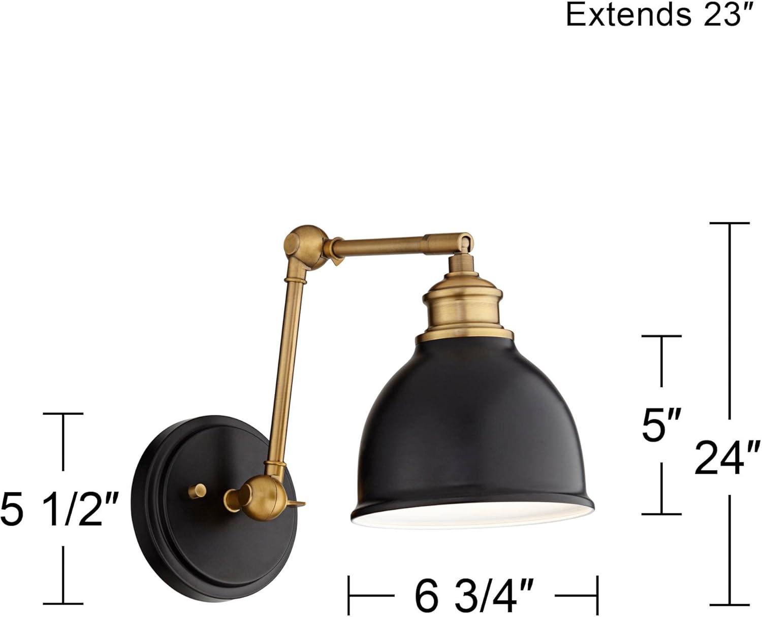 Black and Brass Adjustable Swing Arm Wall Lamp