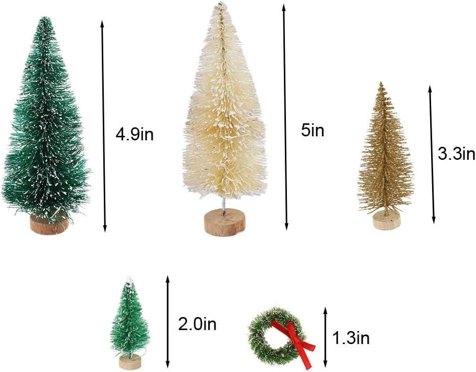 30 Pieces Miniature Sisal Frosted Christmas Trees Bottle Brush Mini Trees Plastic Tabletop Trees Ornaments for Christmas Room Decor Home Table Top Decoration and Crafts