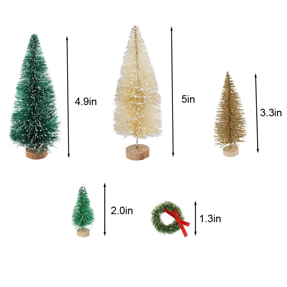 30 Pieces Miniature Sisal Frosted Christmas Trees Bottle Brush Mini Trees Plastic Tabletop Trees Ornaments for Christmas Room Decor Home Table Top Decoration and Crafts