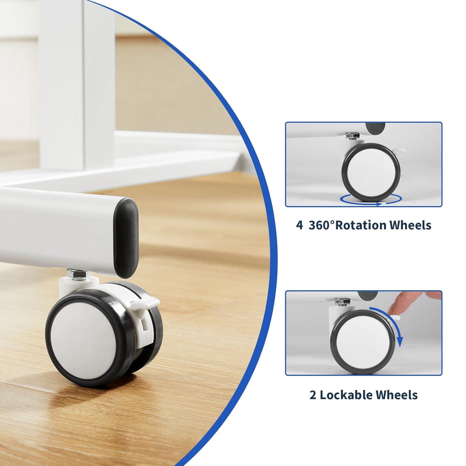 XIANERS Mobile Standing Desk Pneumatic Computer Table Adjustable Height Mobile Stand Up Desk With Wheels Portable Rolling Desk Computer Desk Laptop Desk Standing Table latest
