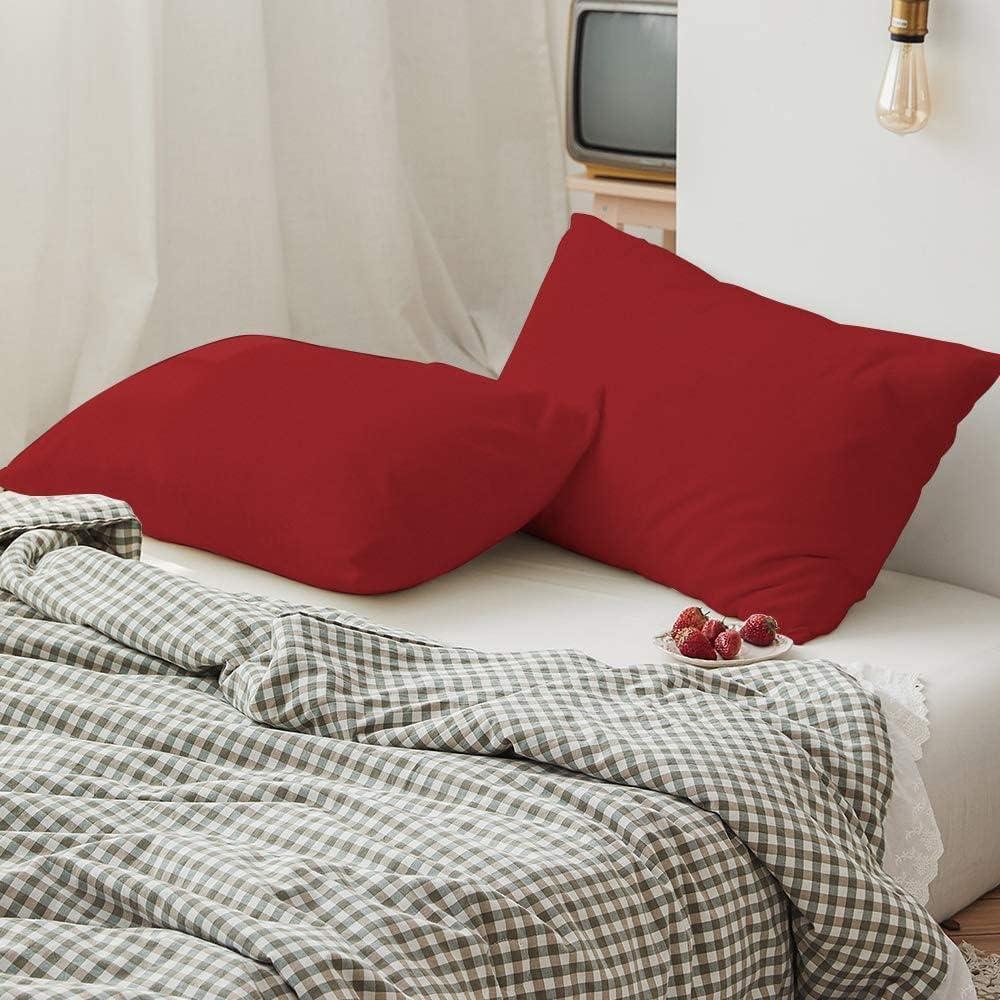 Microfiber Queen - Envelope - 20 x 30 Red Pillowcase Set by Bare Home
