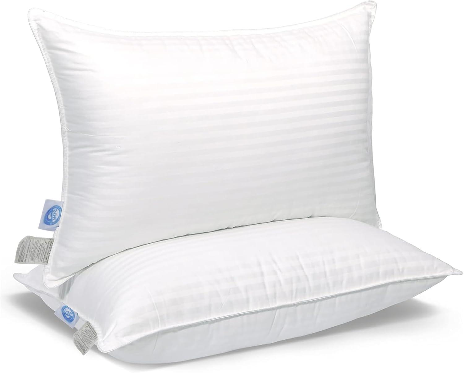East Coast Bedding Cozy Dream Firm Goose Feather Down Pillow Support Standard Size Set of 2