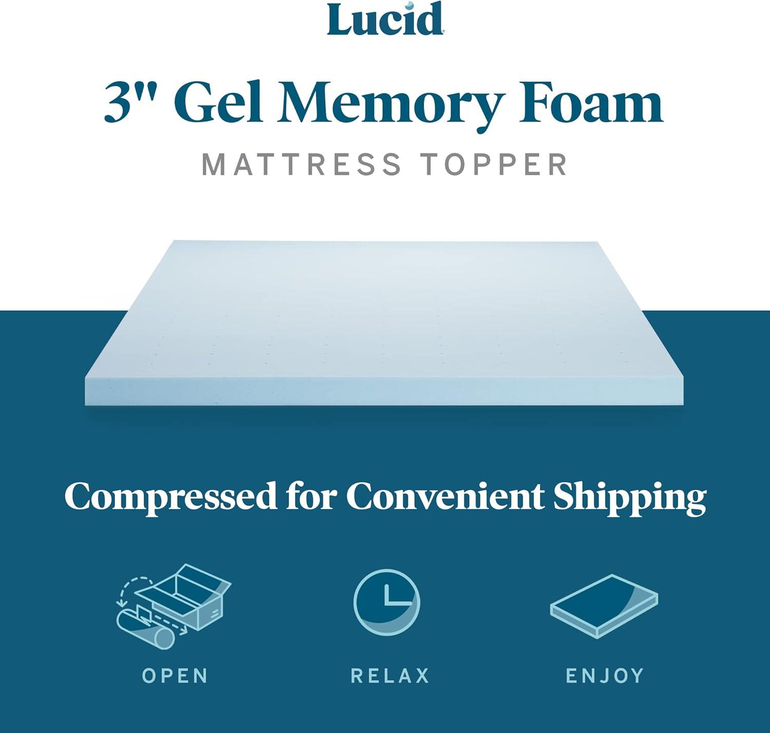 Full Size Blue Gel Memory Foam Mattress Topper