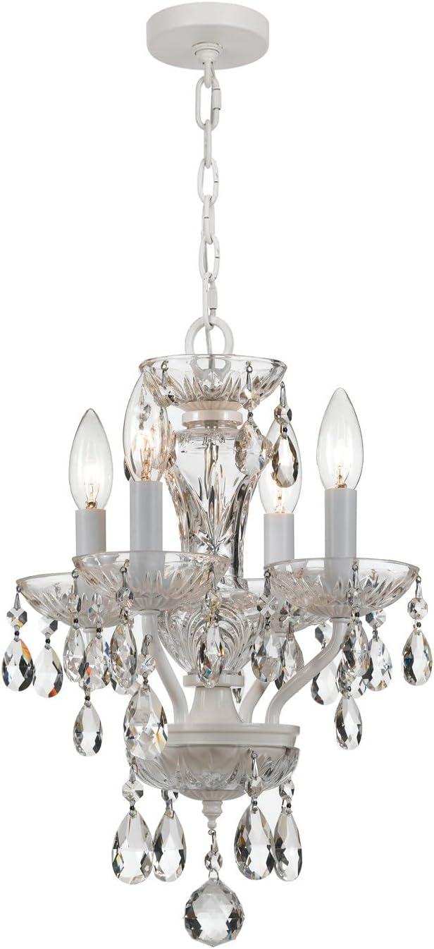 Crystorama Traditional Italian Crystal 4 Light White Mini Chandelier - 11'' W x 15'' H