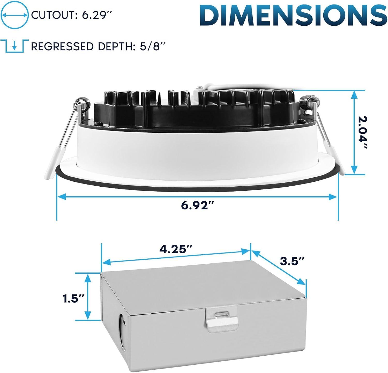 6'' Tunable Color Temperature Dimmable Air-Tight IC Rated LED Canless Recessed Lighting Kit