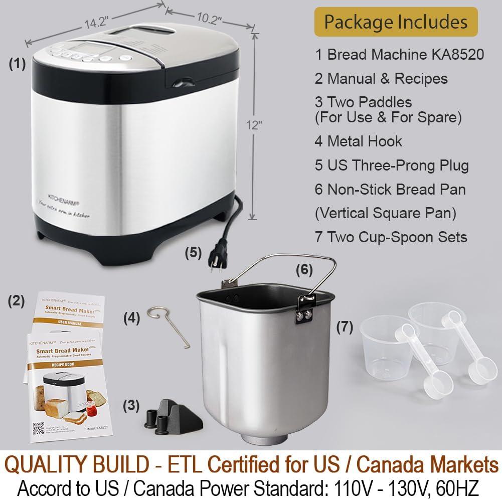 Stainless Steel 29-in-1 Smart Bread Machine with Delayed Start