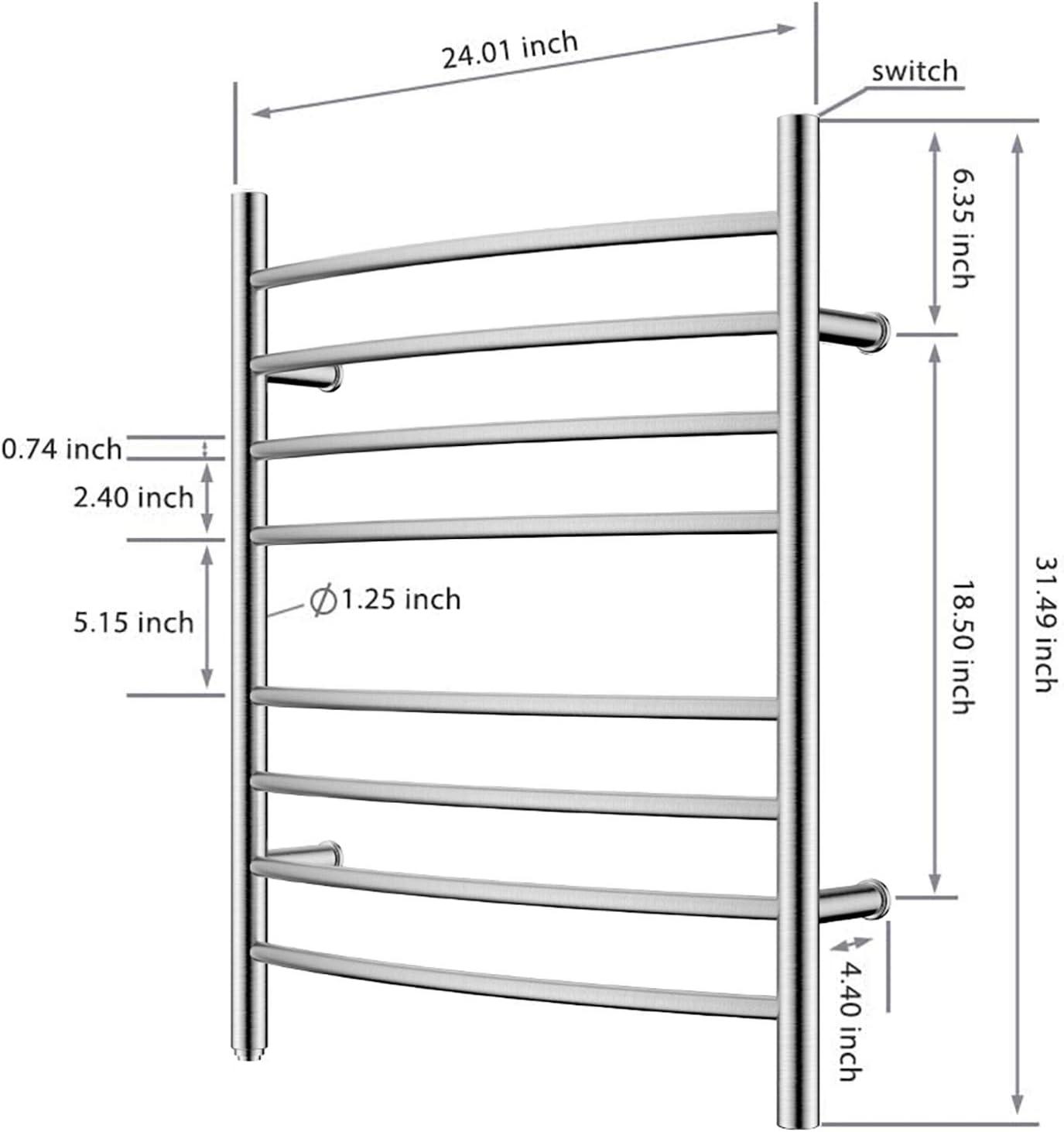 HEATGENE Towel Warmer Wall Mount Electric Plug-in/Hardwired Heated Towel Rack Mirror Polish