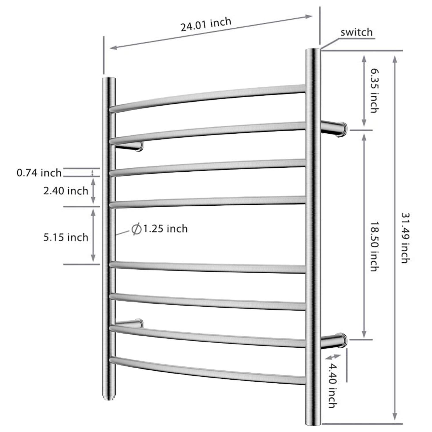 HEATGENE Towel Warmer Wall Mount Electric Plug-in/Hardwired Heated Towel Rack Mirror Polish