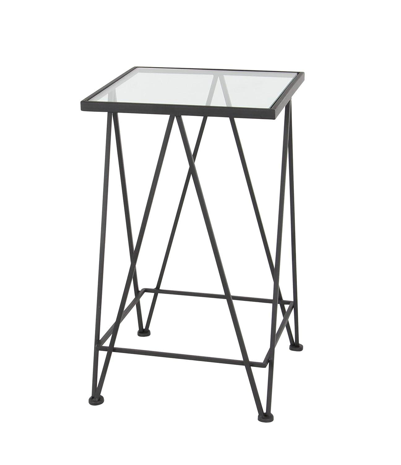 DecMode 15" x 26" Gold Metal Accent Table with Mirrored Glass Top, 2-Pieces