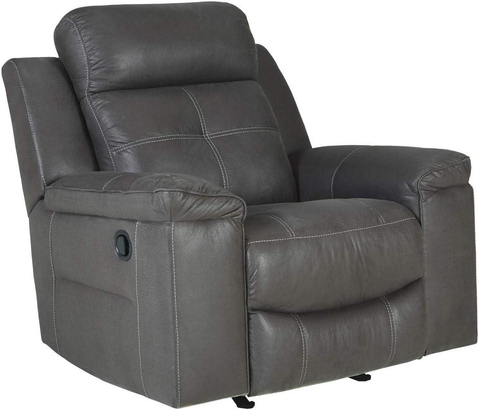 Dark Gray Faux Leather Contemporary Recliner