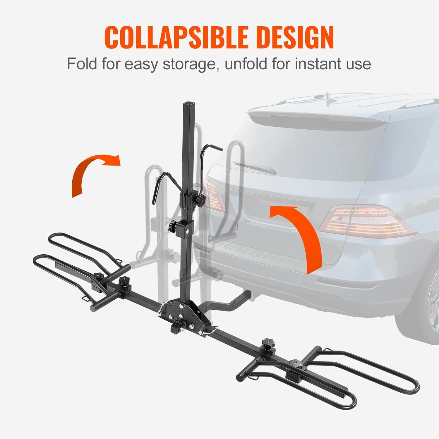 Black Steel Folding Hitch Mount 2-Bike Rack