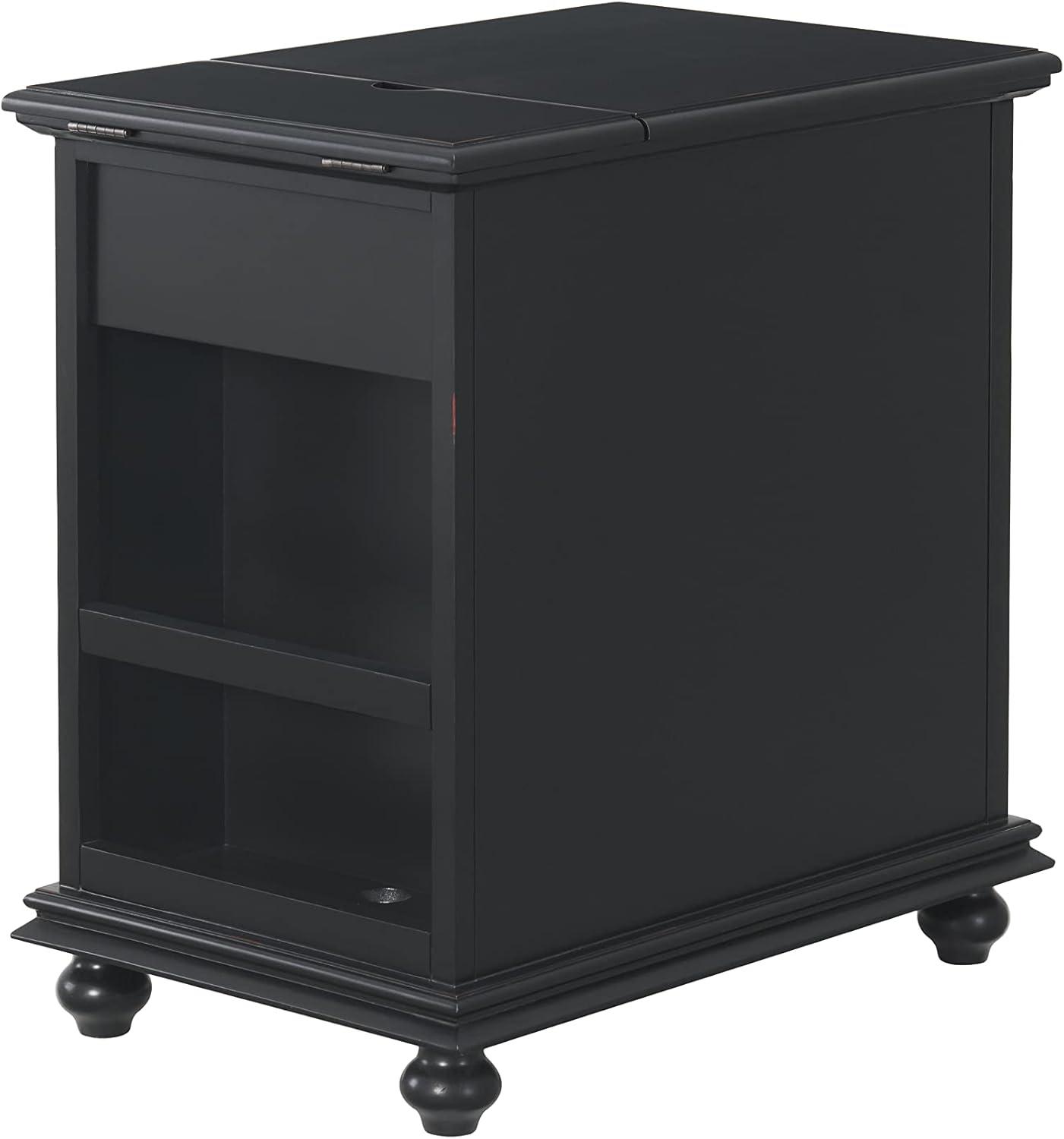 Martin Svensson Home Antique Black Elegant Chairside Table with Power