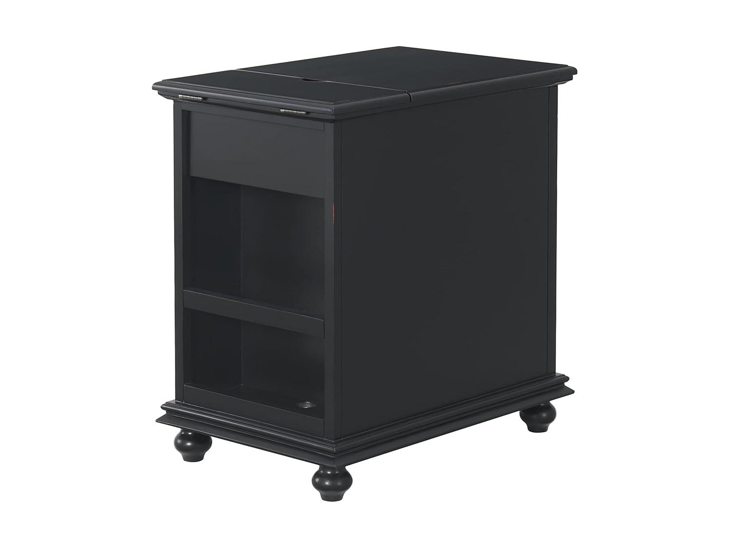 Martin Svensson Home Antique Black Elegant Chairside Table with Power