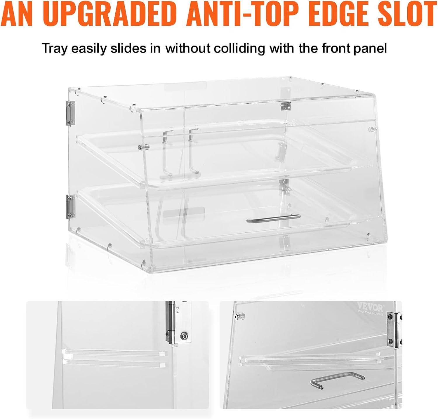 Clear Acrylic 2-Tier Pastry Display Case with Rear Door