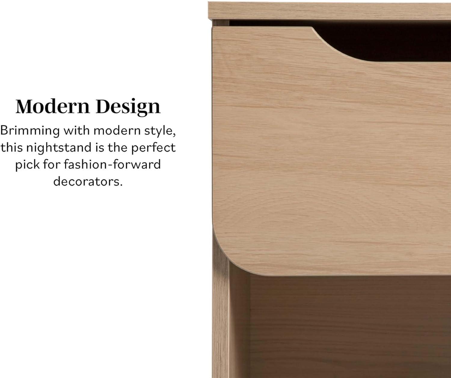 Walker Edison Modern Scandi 1-Drawer Nightstand, Riviera