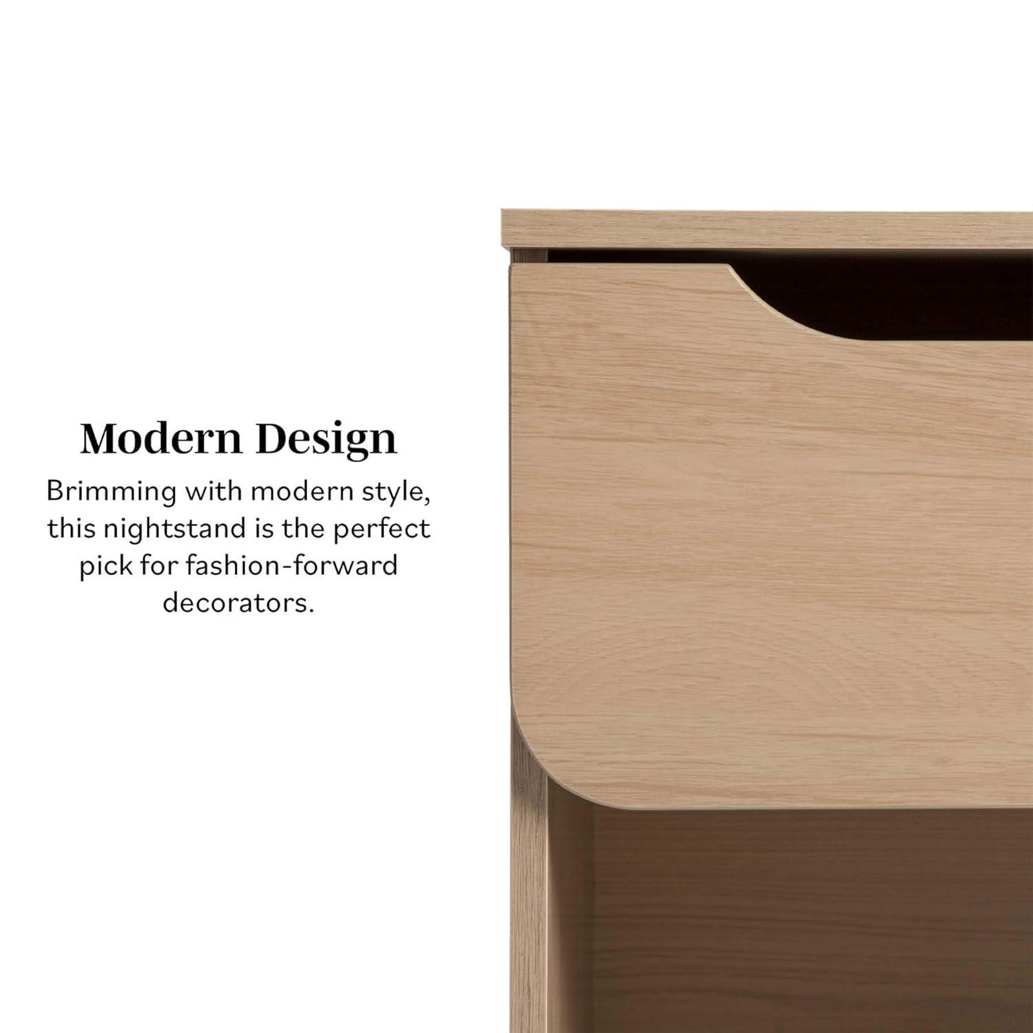 Walker Edison Modern Scandi 1-Drawer Nightstand, Riviera