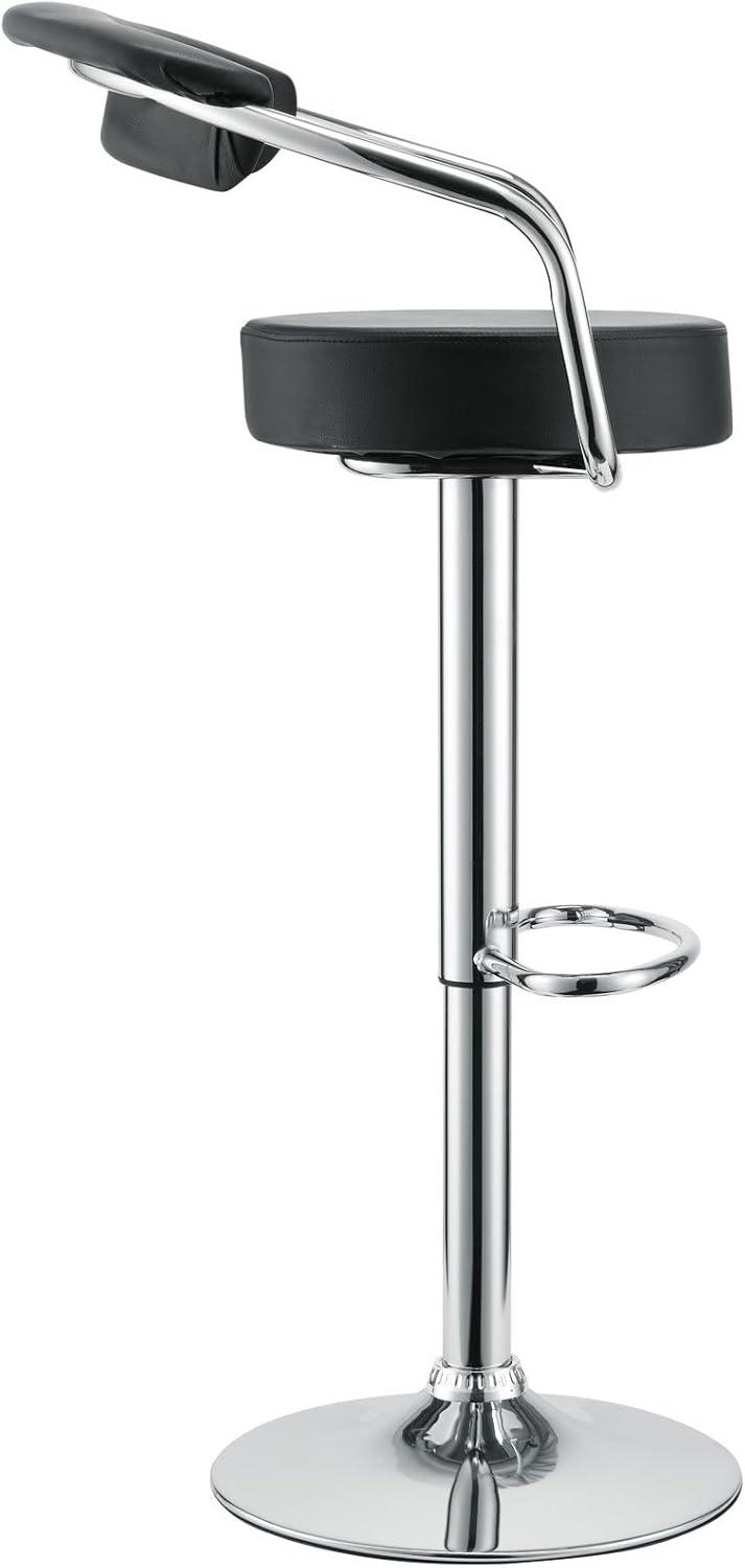 Modway Diner 24.5-33" Vinyl and Steel Bar Stool in Black (Set of 2)