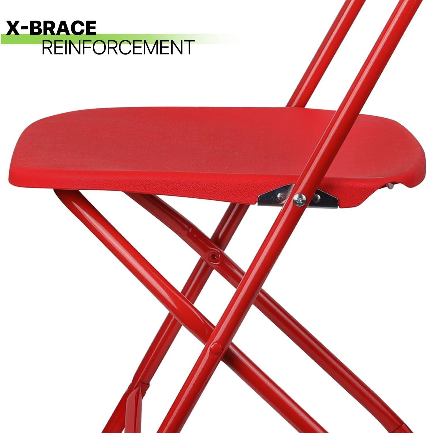 Magshion 10pcs Plastic Folding Chair, Stackable Patio Seat for Wedding Party Meeting Indoor Outdoor, Red