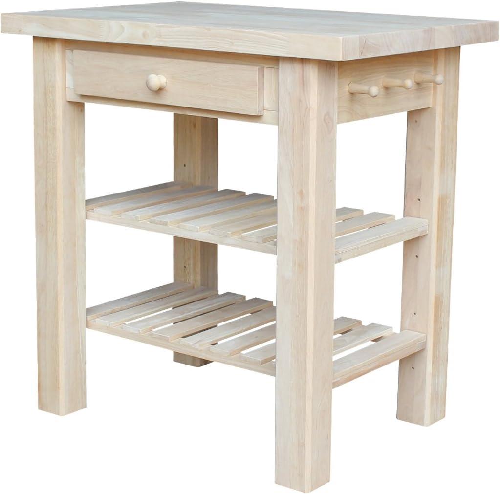 International Concepts Unfinished Butcher Block Kitchen Island