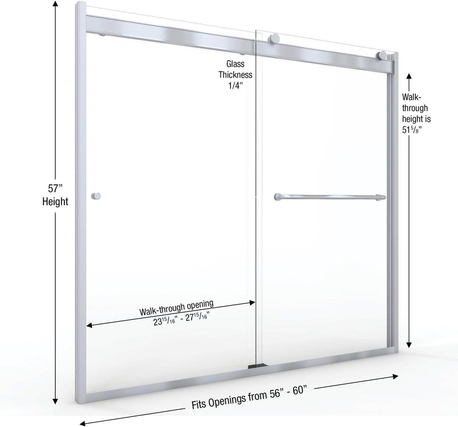 Rotolo 60" W x 57" H Semi-Frameless Tub Door