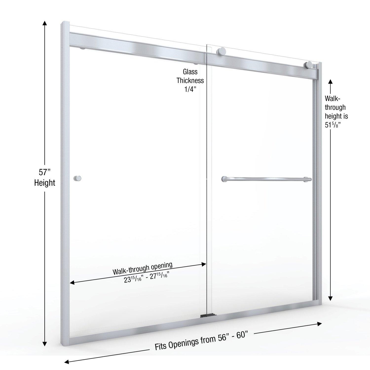Rotolo 60" W x 57" H Semi-Frameless Tub Door