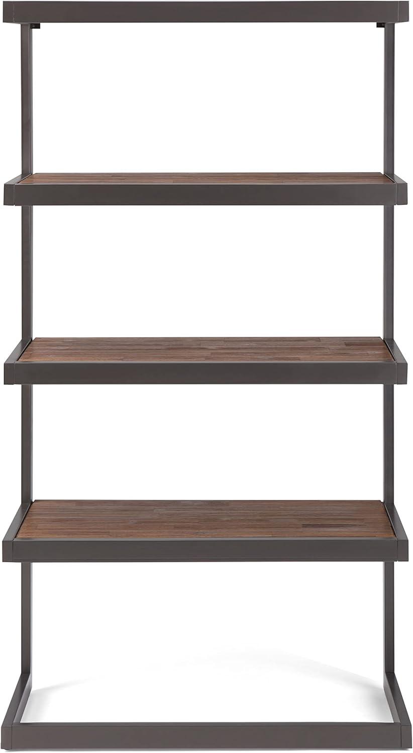 Erina Rustic Natural Aged Brown Solid Acacia and Metal Industrial Bookcase