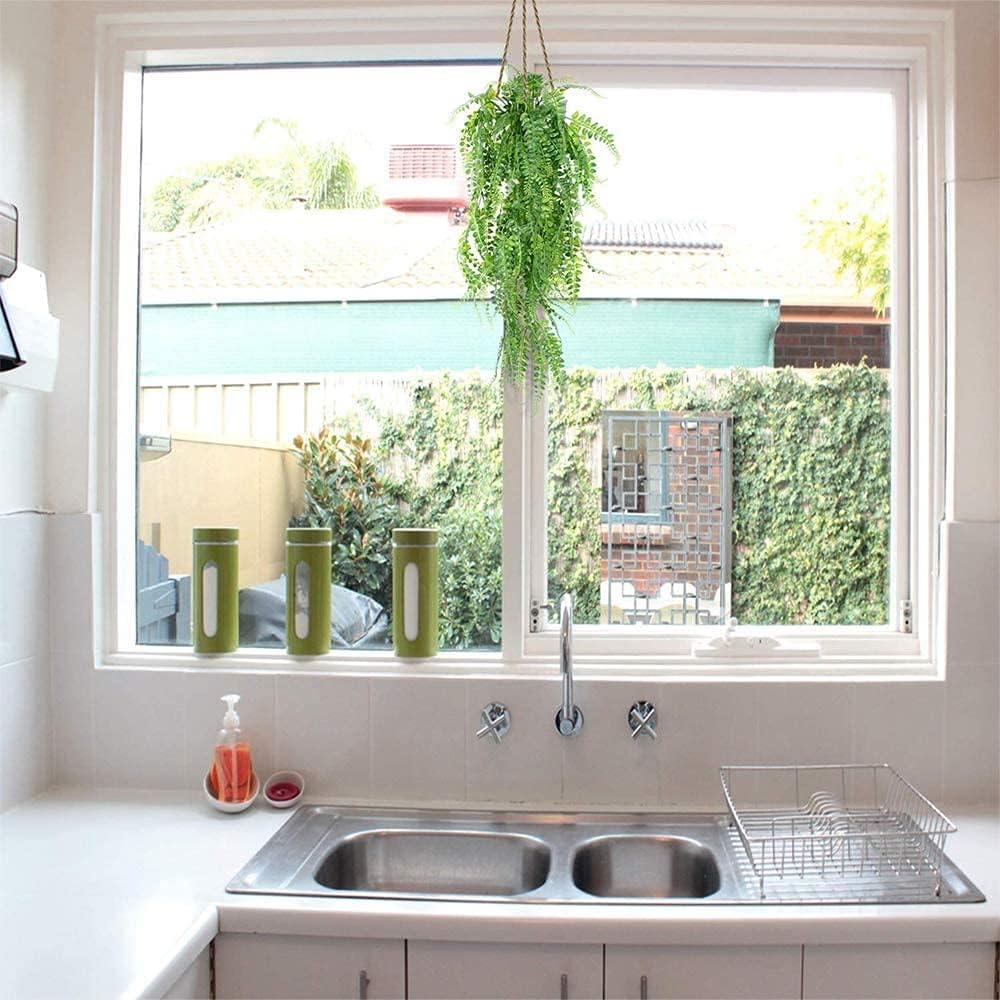 Artificial 2pack Fake Hanging Ferns Plant Faux Ivy Boston Outdoor UV Resistant Plastic (Green)