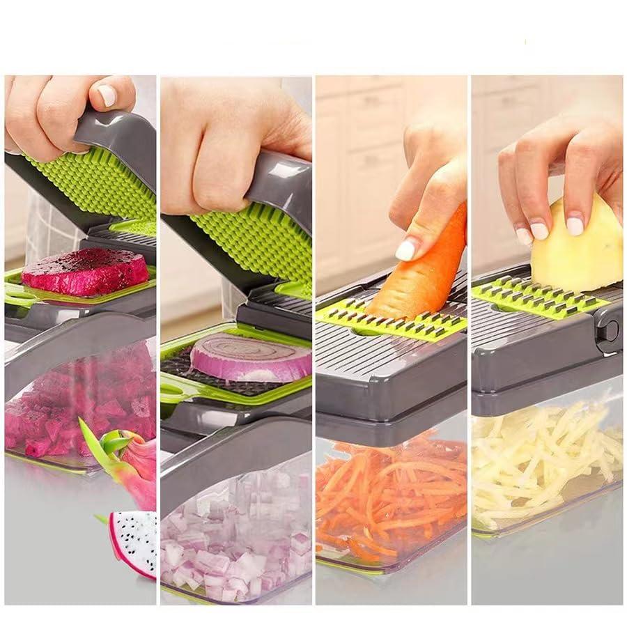 Vegetable Chopper,Pro Onion Chopper,14 in1 Multifunctional Food Chopper,Kitchen Veggie Chopper with 8 Blades,Vegetable Chopper With Container ,Vegetable Slicer Dicer Cutter,Salad,Garlic Chopper