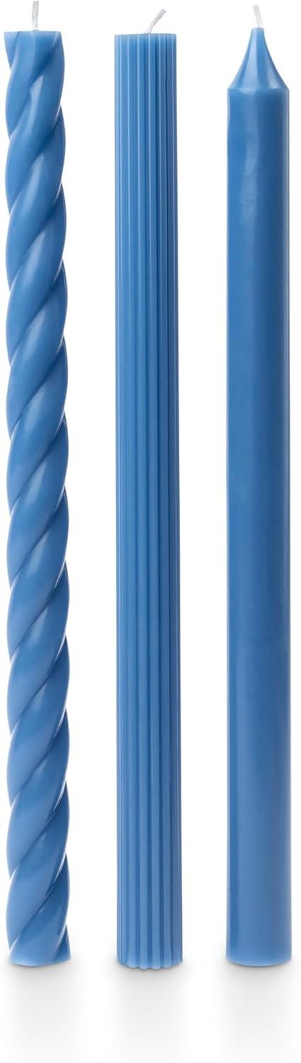 Assorted Blue Soy Taper Candles Set of Three