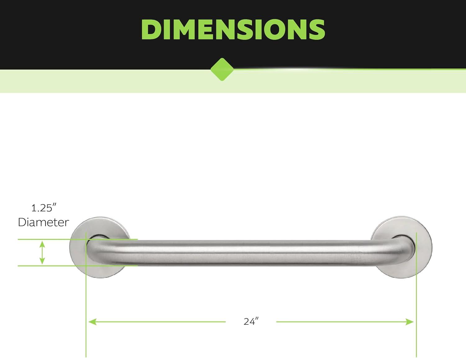 24-Inch Brushed Stainless Steel Minimalist Grab Bar