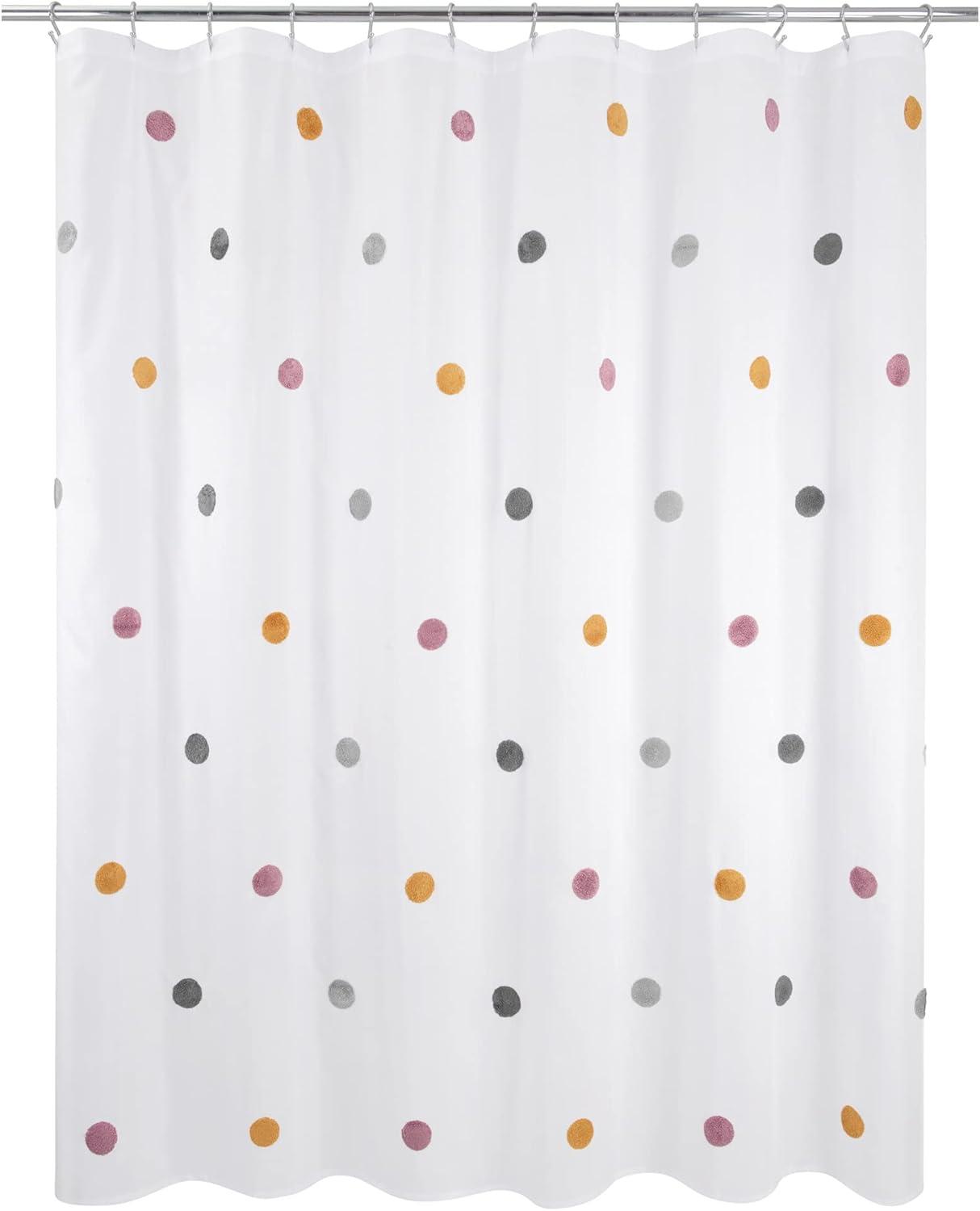 Allure Home Creations Dots Shower Curtain: Polyester Bath Curtain, Microfiber, Buttonhole Top