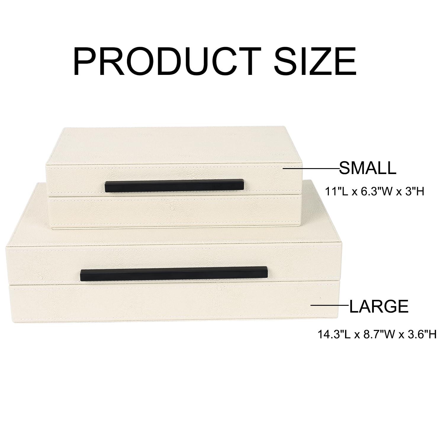 Faux  Leather Decorative Jewelry Storage Nesting Organizer Boxes with Lids Gold Handle Set of 3, Black