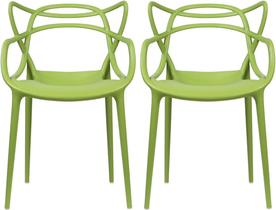 2xhome Set of 2 Modern Dining Chairs | Stackable Indoor or Outdoor Entangled Side Chair | Weather Resistant Plastic for Kitchen, Patio, Restaurant, Yard, Porch, Balcony, Black