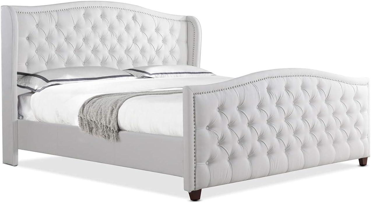 Marcella Tufted Wingback King Bed Bright White
