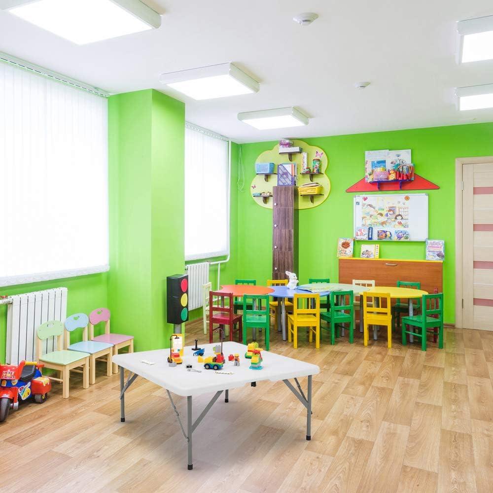 34" White Square Table Camping Hiking Picnic Plastic Game Tables Folding Storage