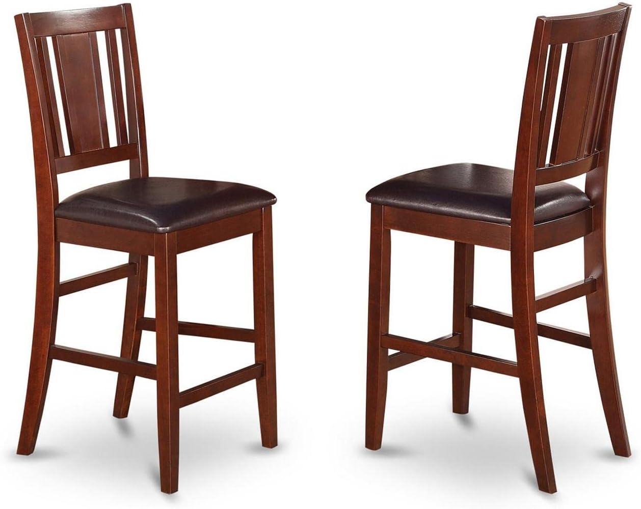 Mahogany Square Pub Table with 4 Faux Leather Chairs