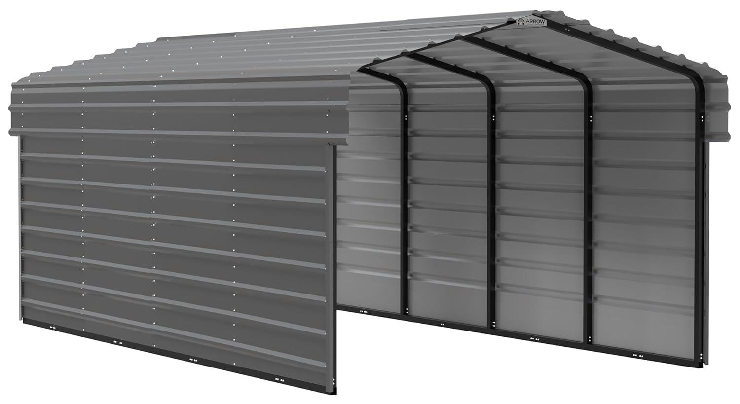 Arrow 10 ft Eggshell Carport with 2-sided Enclosure