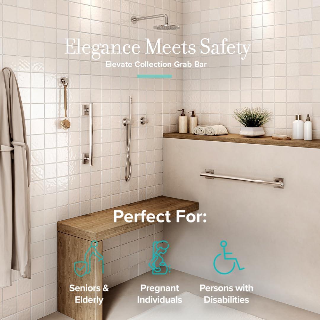 Elevate Wall Mount Stainless Steel Grab Bar, ADA Compliant Safety Bar