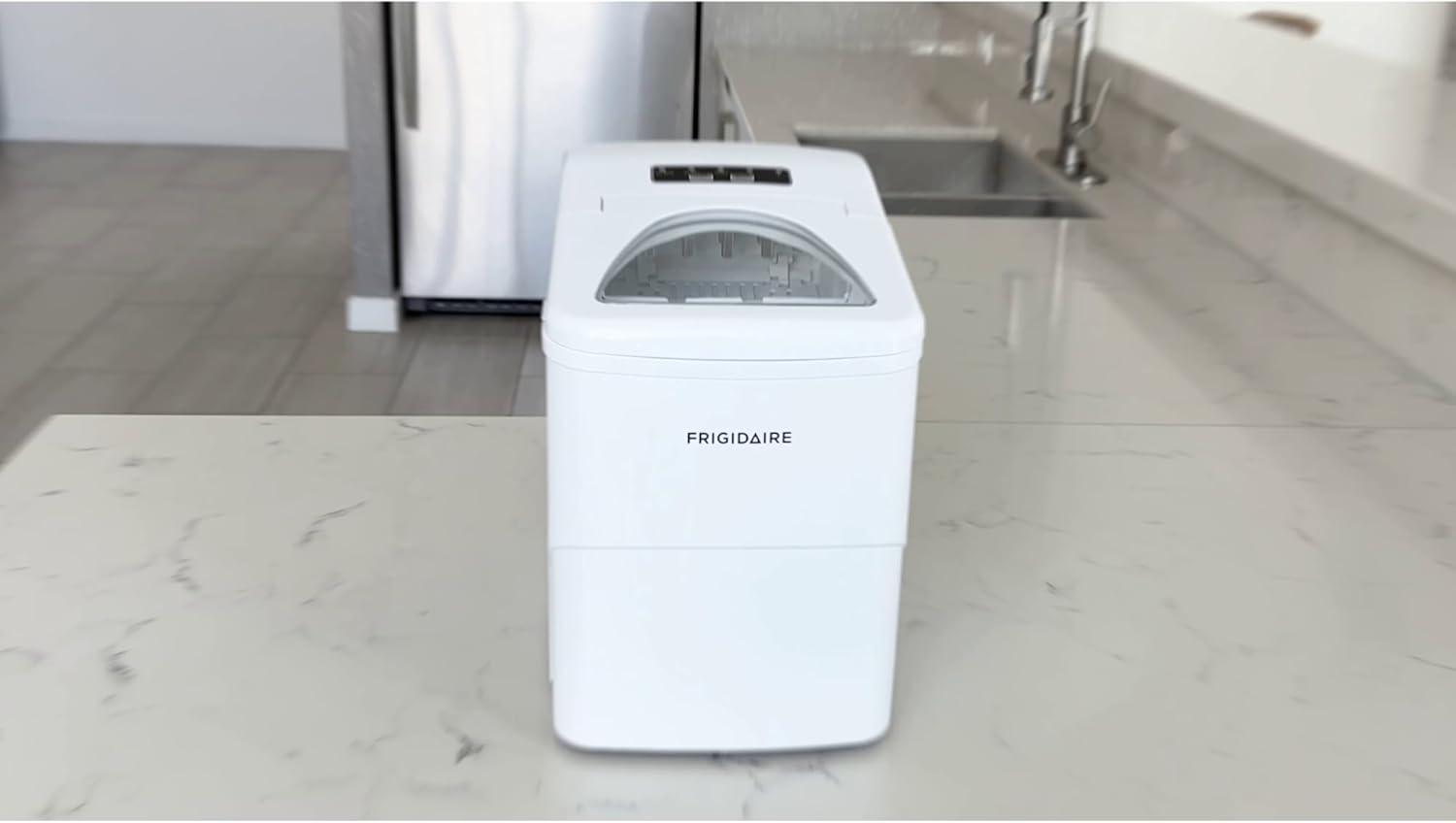 Frigidaire Ice Maker with 26 lbs. Capacity Countertop Stainless Steel Ice Maker with Transparent Window